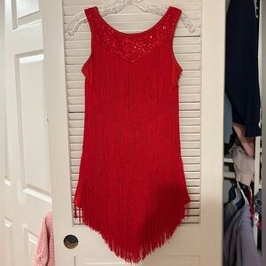 Red Fringe Sleeveless Dress